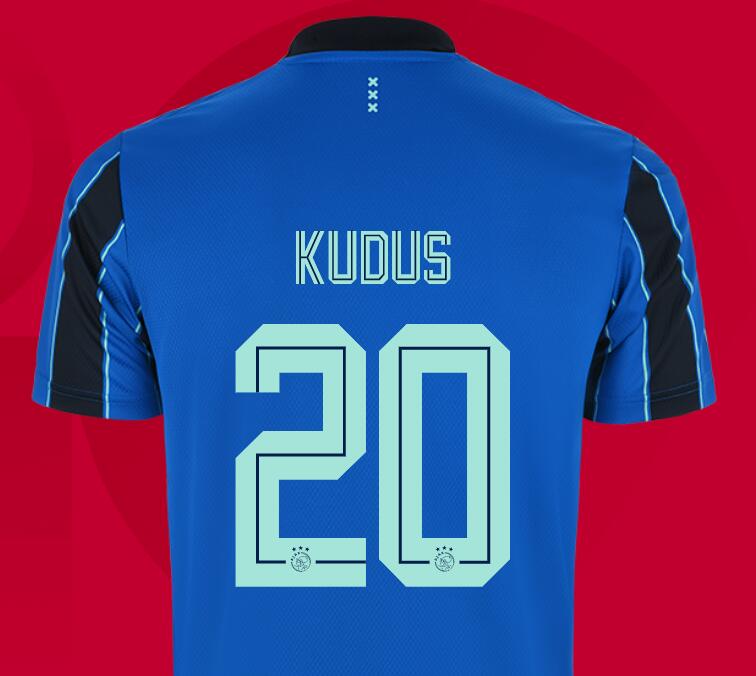 2021/22 Ajax Away Kit Soccer Jersey with Kudus 20 printing